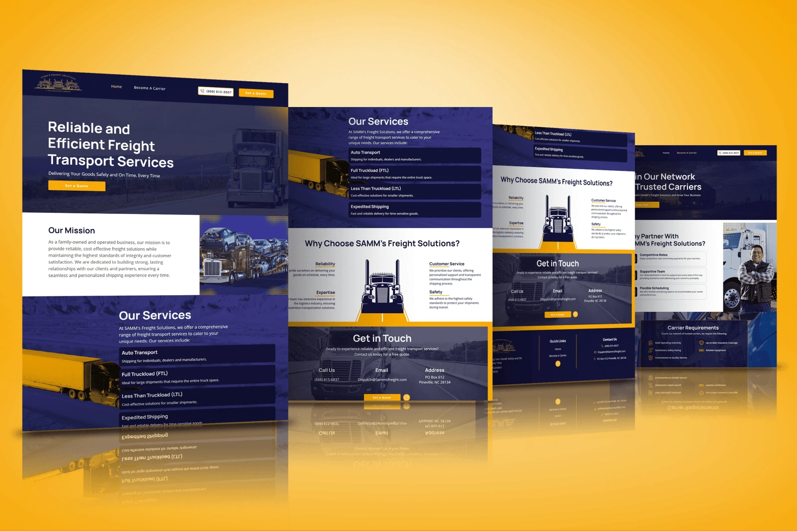 SAMM’s Freight Solutions website design